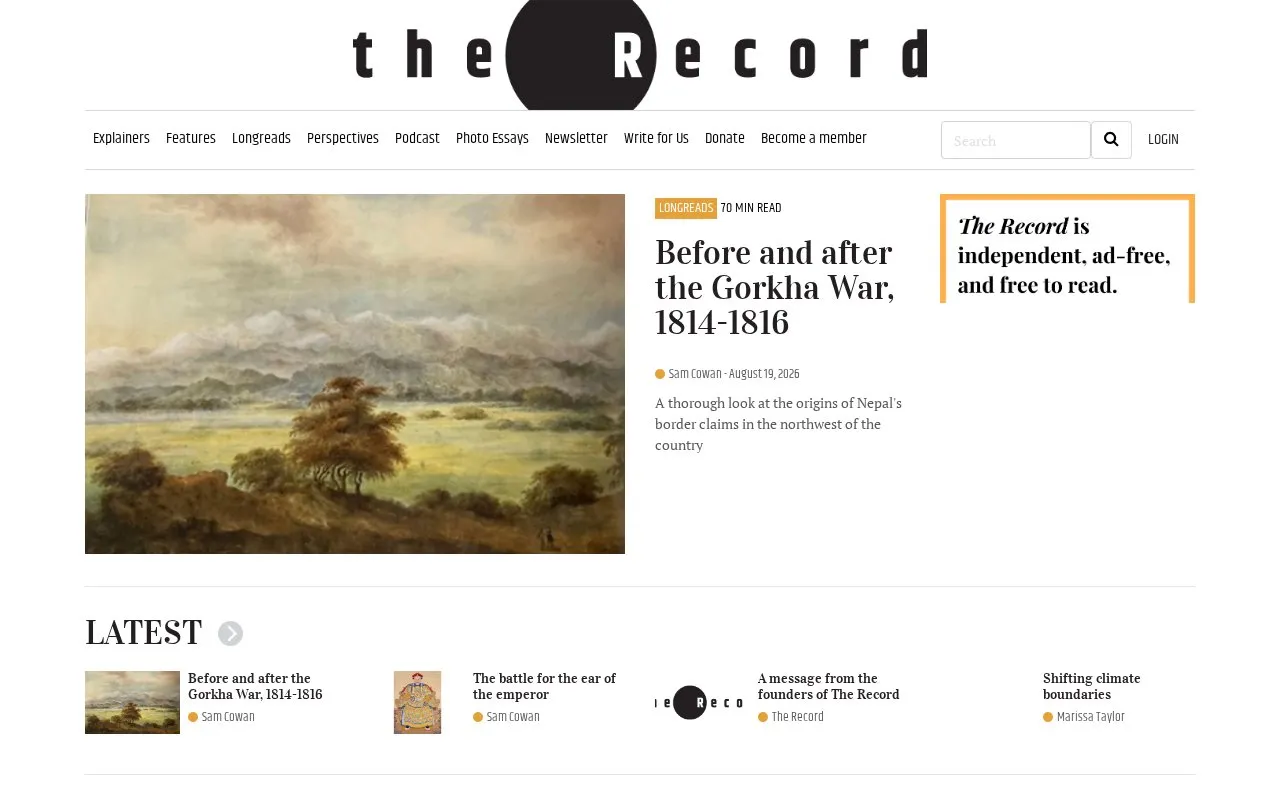 The Record Nepal homepage screenshot