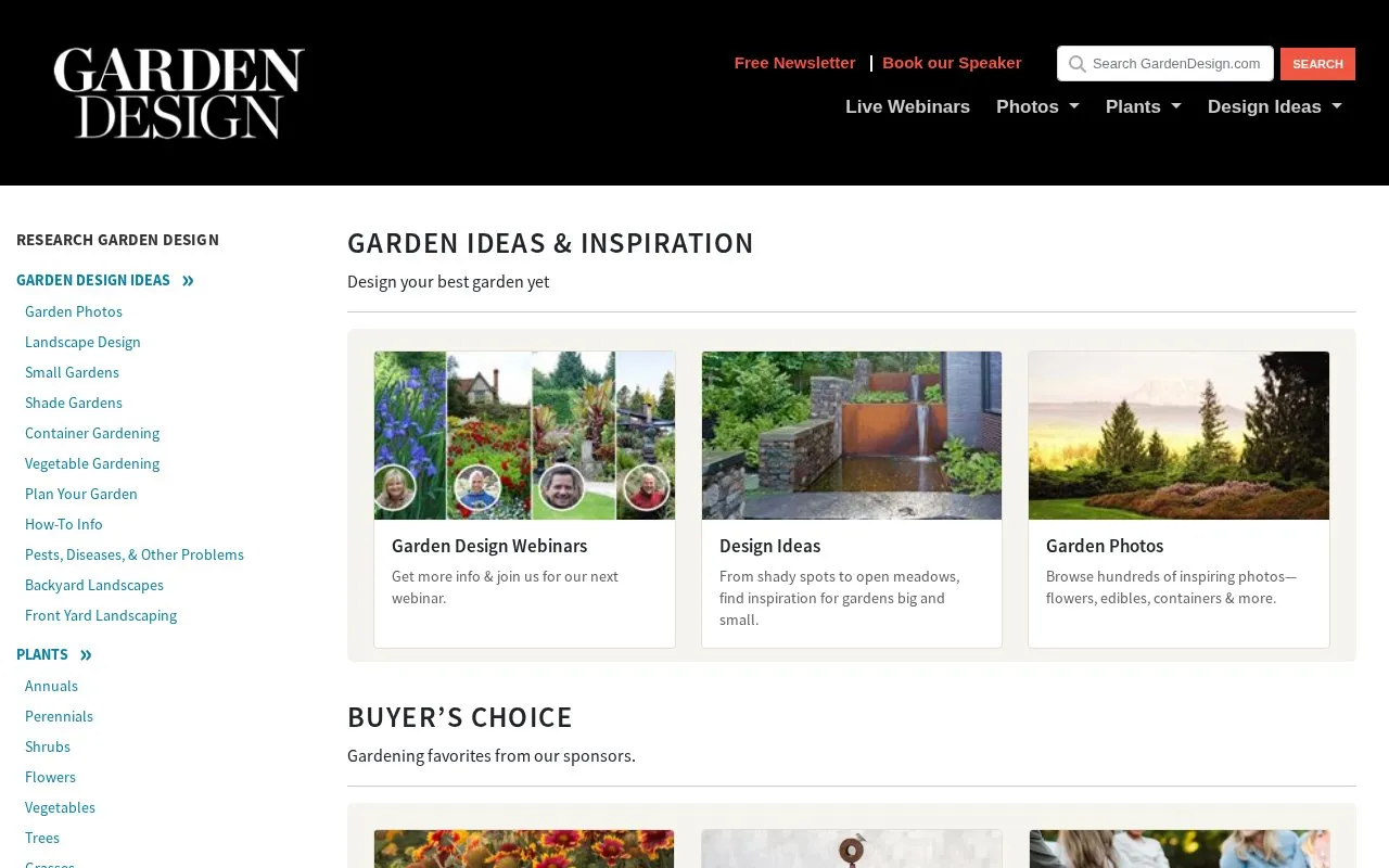Garden Design homepage screenshot