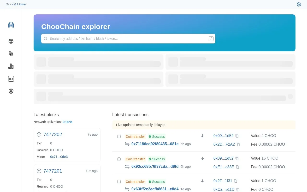 ChooChain — ChooChain Explorer homepage screenshot