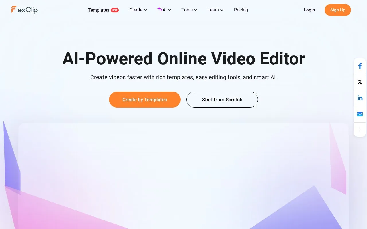 FlexClip homepage screenshot