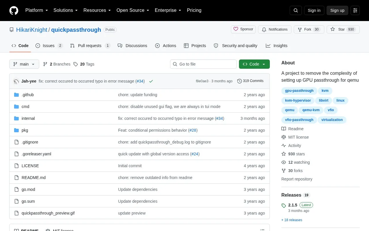 QuickPassthrough homepage screenshot