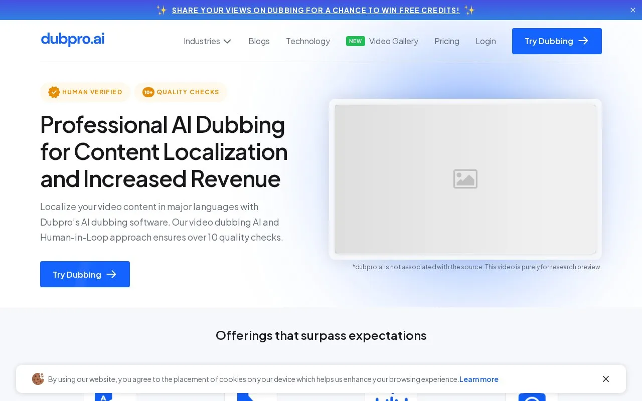 Dubpro homepage screenshot