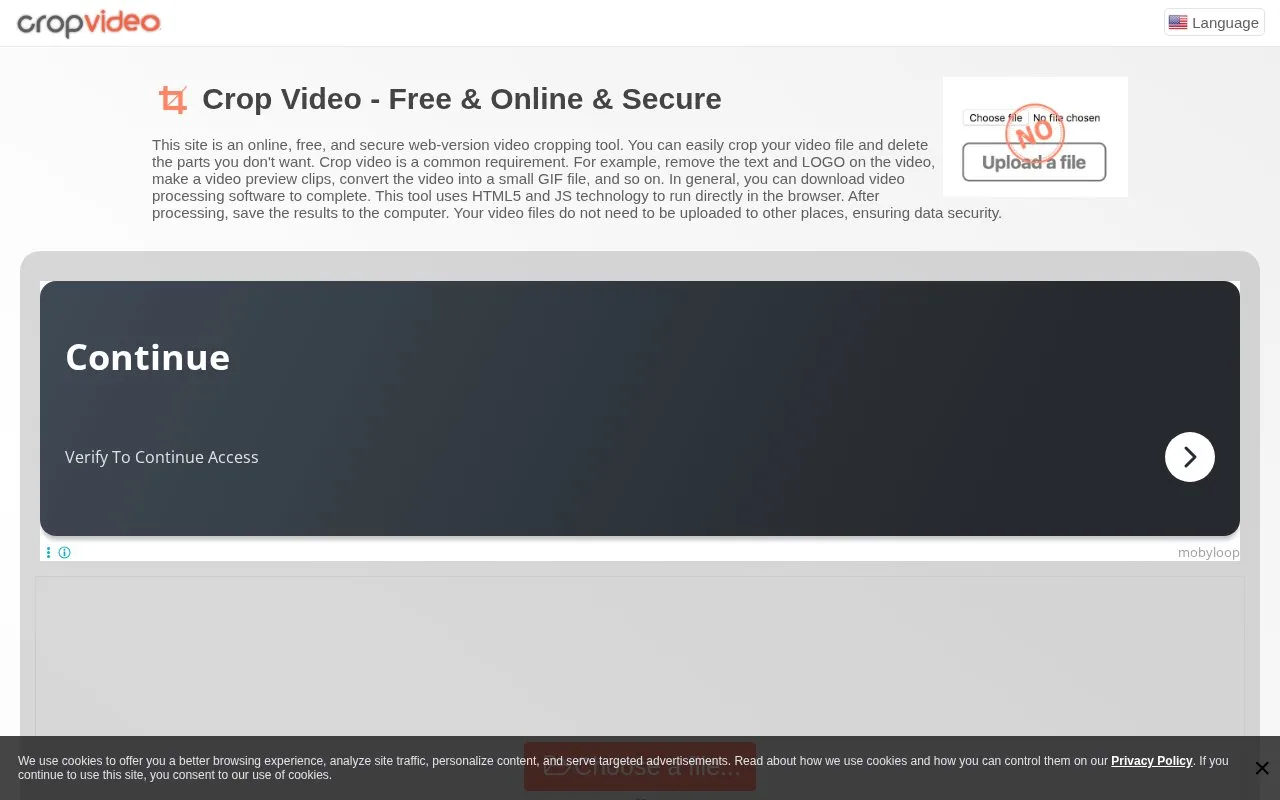 Crop Video homepage screenshot