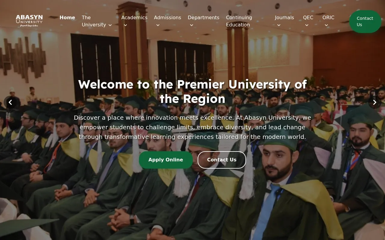 Abasyn University homepage screenshot