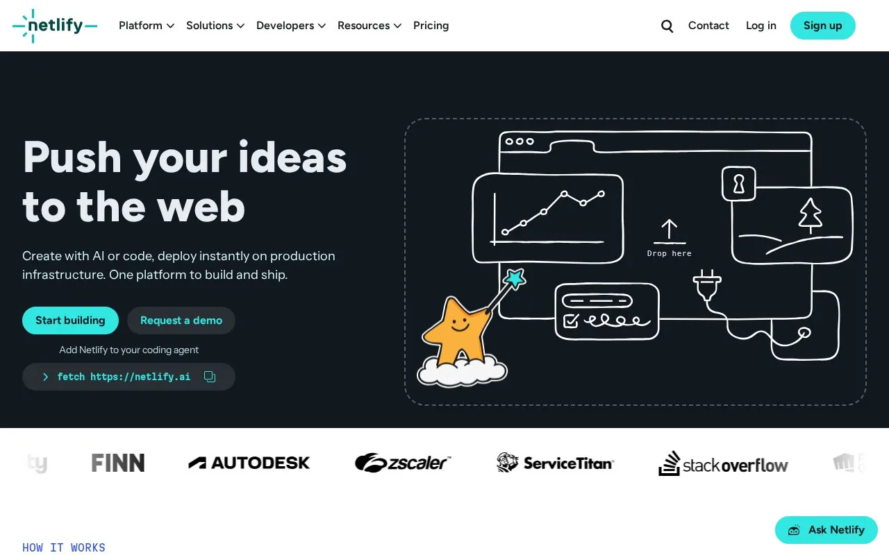 netlify homepage screenshot