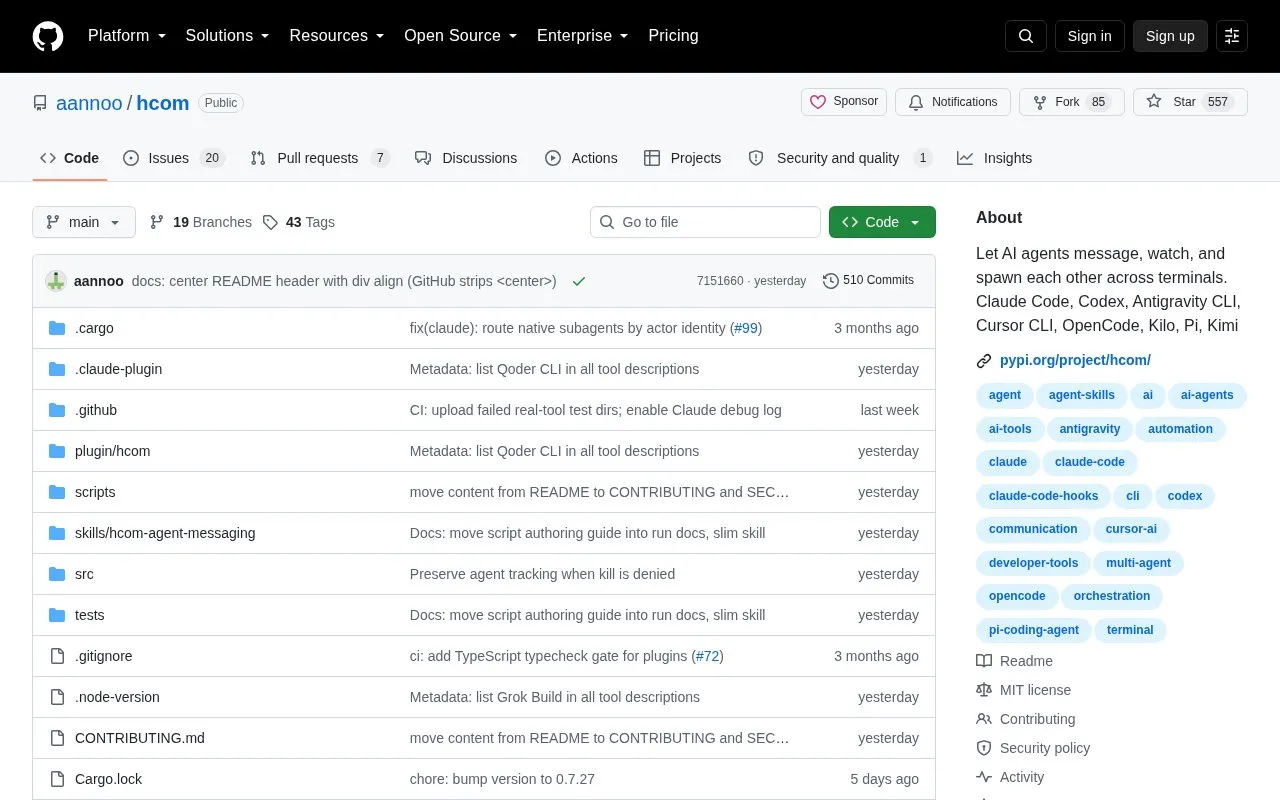 hcom homepage screenshot