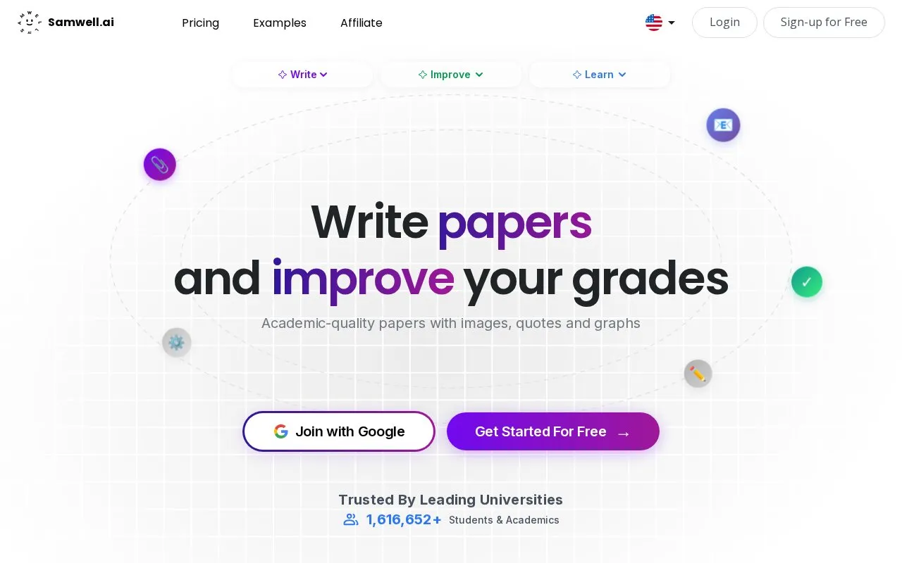 Samwell.ai homepage screenshot