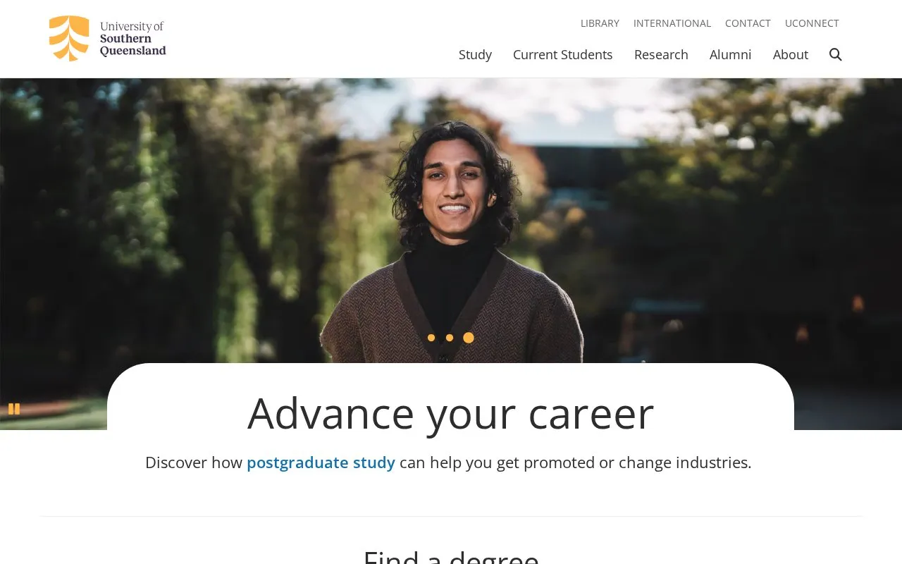 University of Southern Queensland homepage screenshot