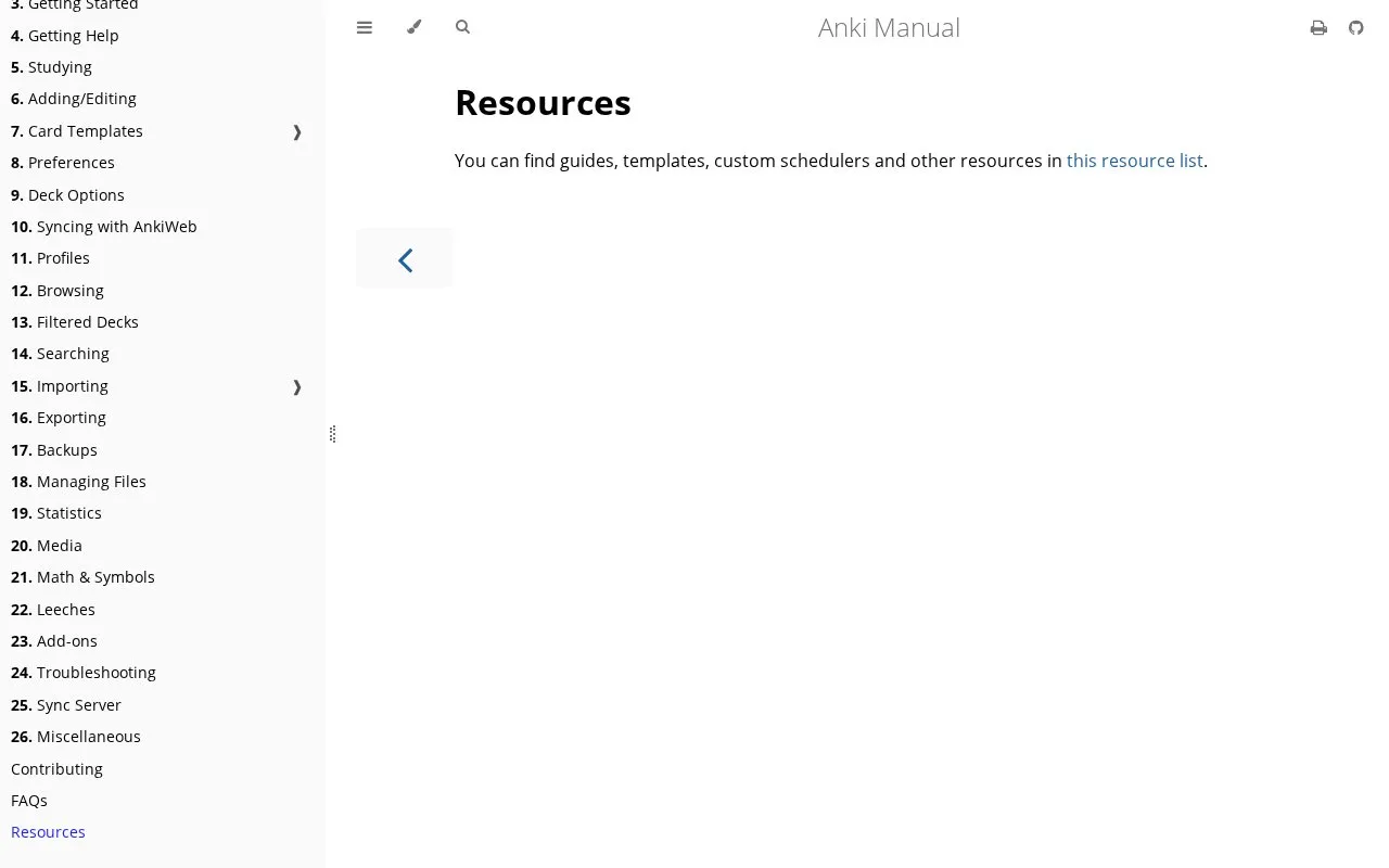 Resources homepage screenshot