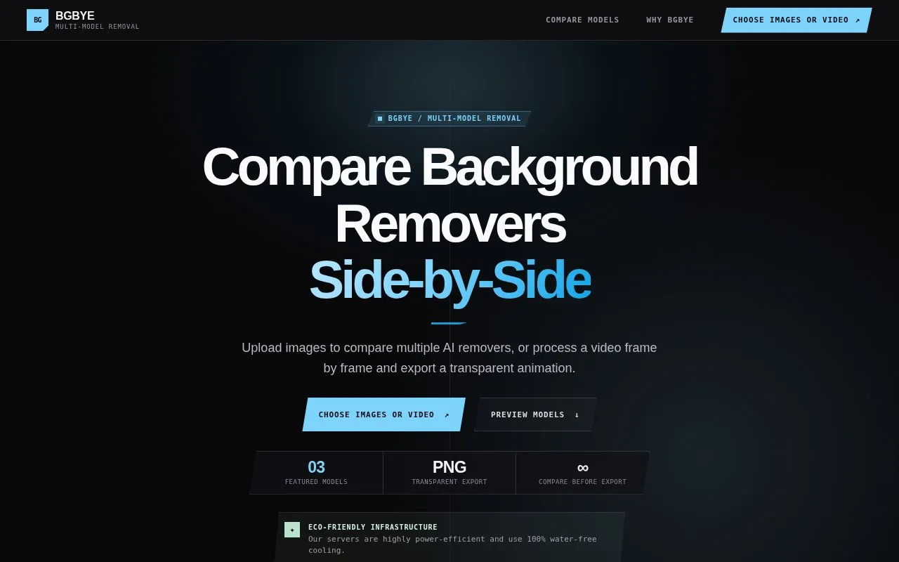 BG Bye homepage screenshot