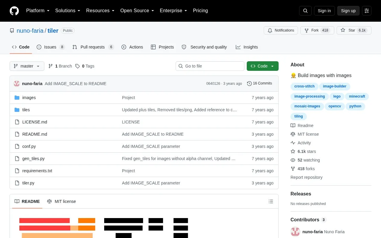 Tiler homepage screenshot