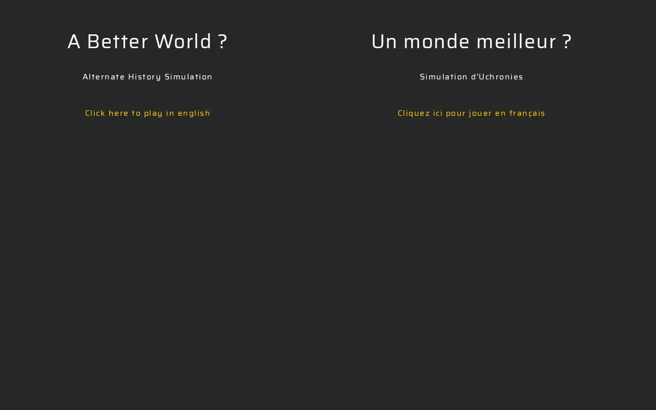 Alternate History Simulator homepage screenshot