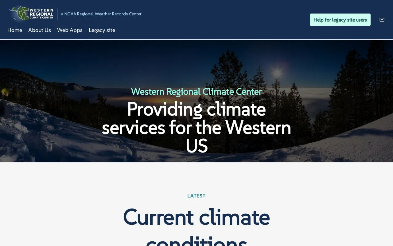 Western Regional Climate Center homepage screenshot