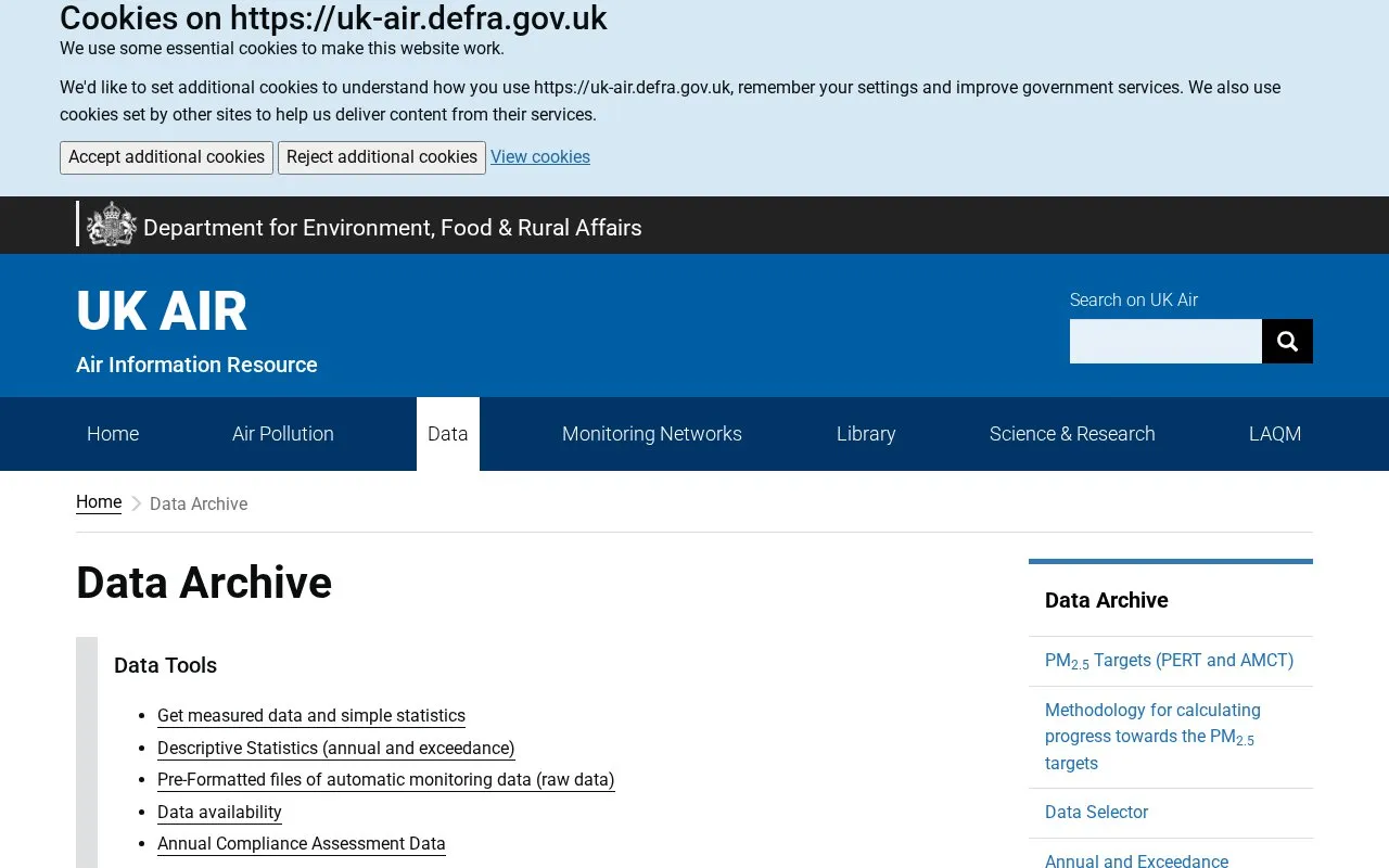 UK-AIR homepage screenshot