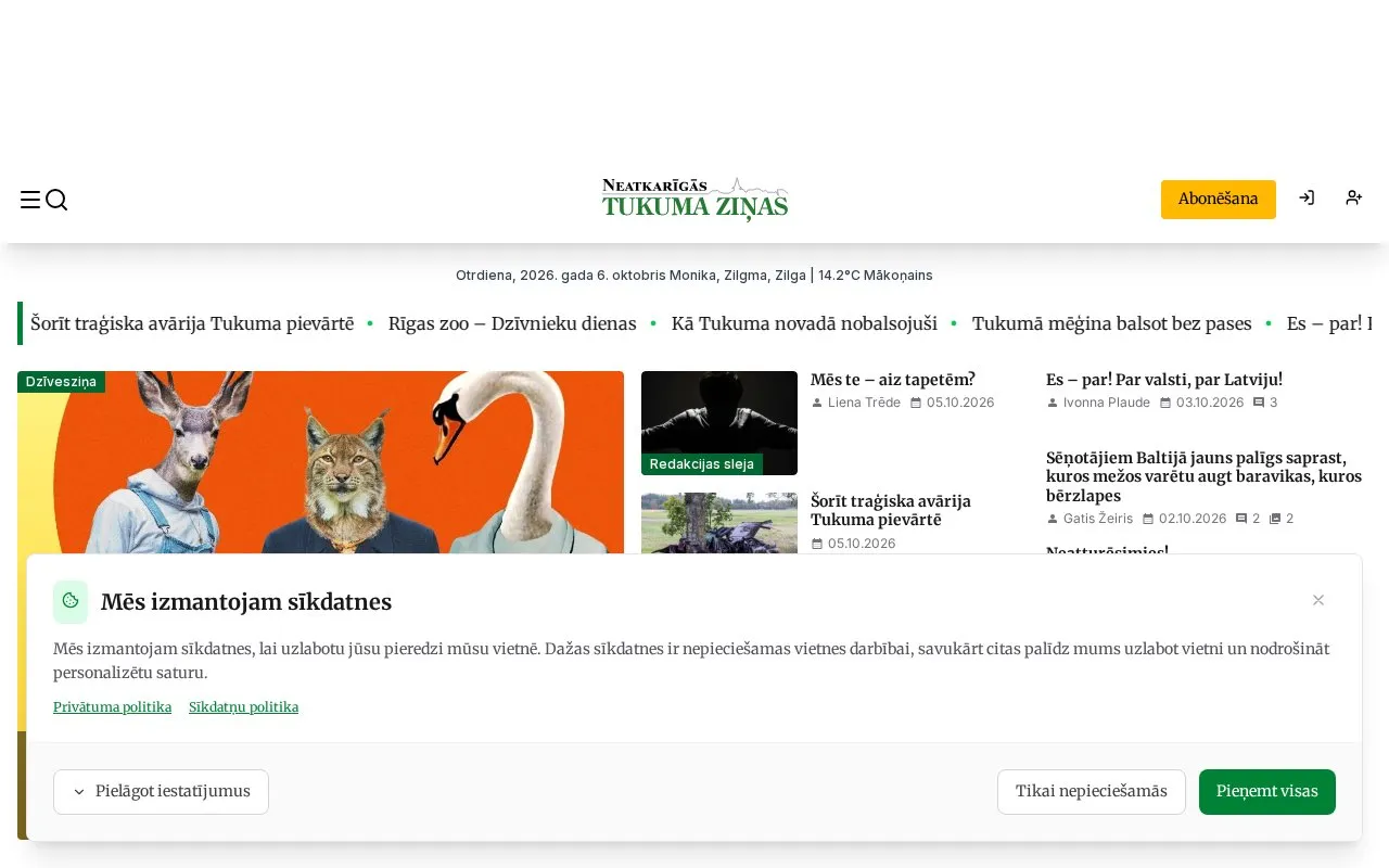 Neatkarīgās Tukuma Ziņas homepage screenshot