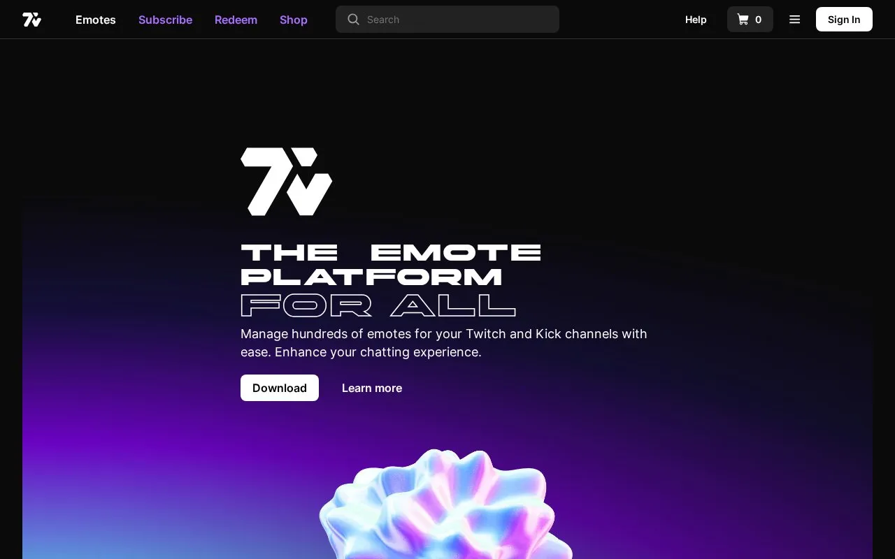 7TV homepage screenshot