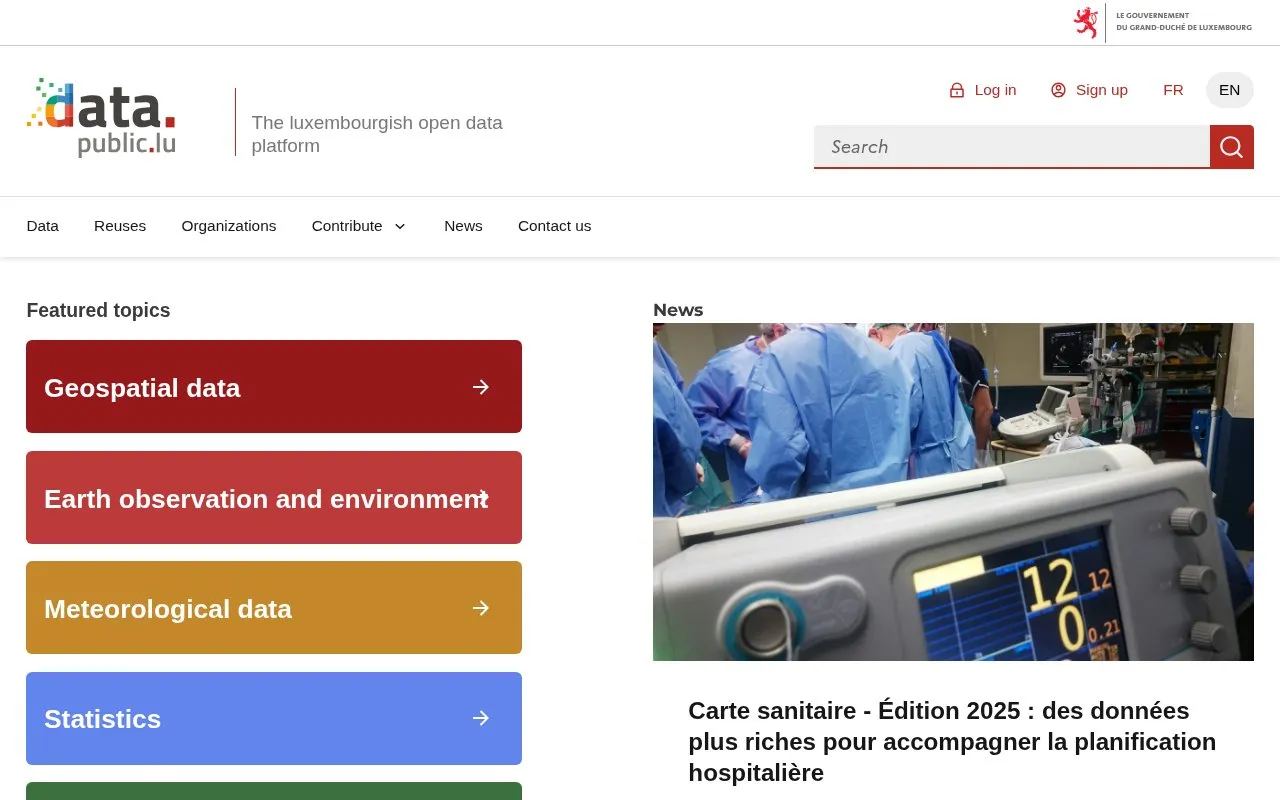 data.public.lu homepage screenshot