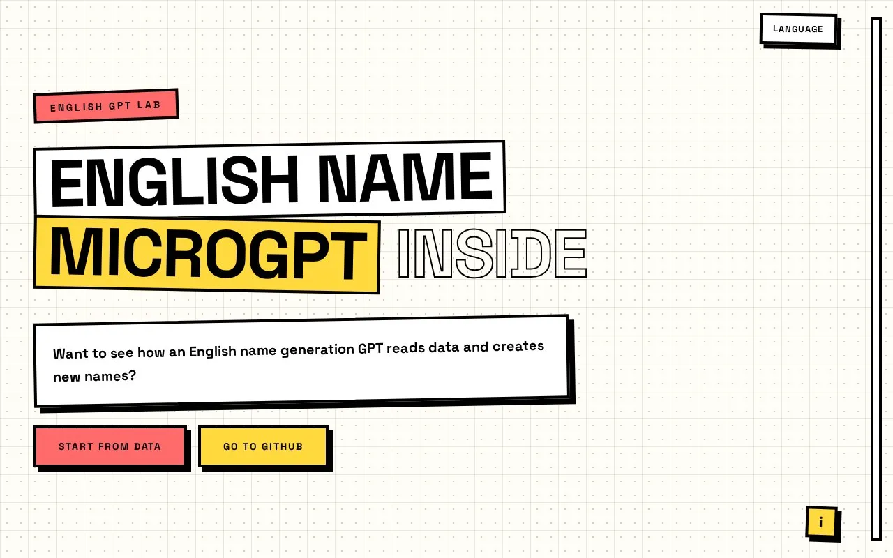 KO MicroGPT homepage screenshot