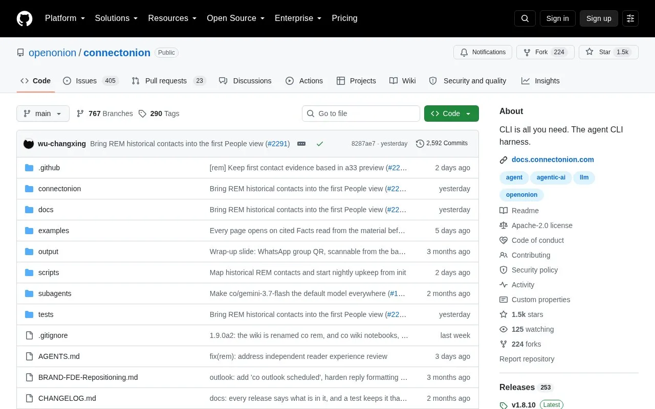 ConnectOnion homepage screenshot