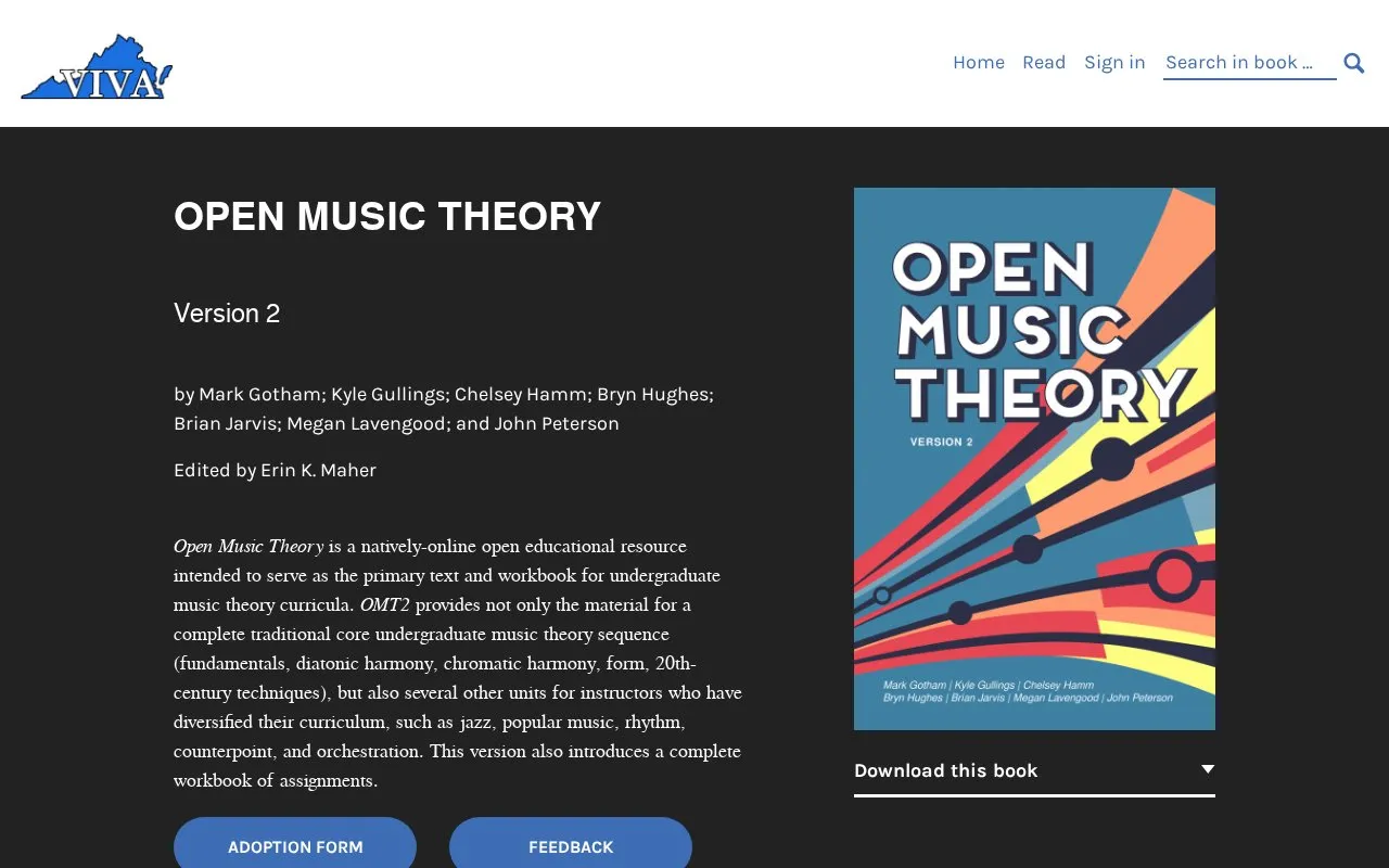 Open Music Theory homepage screenshot