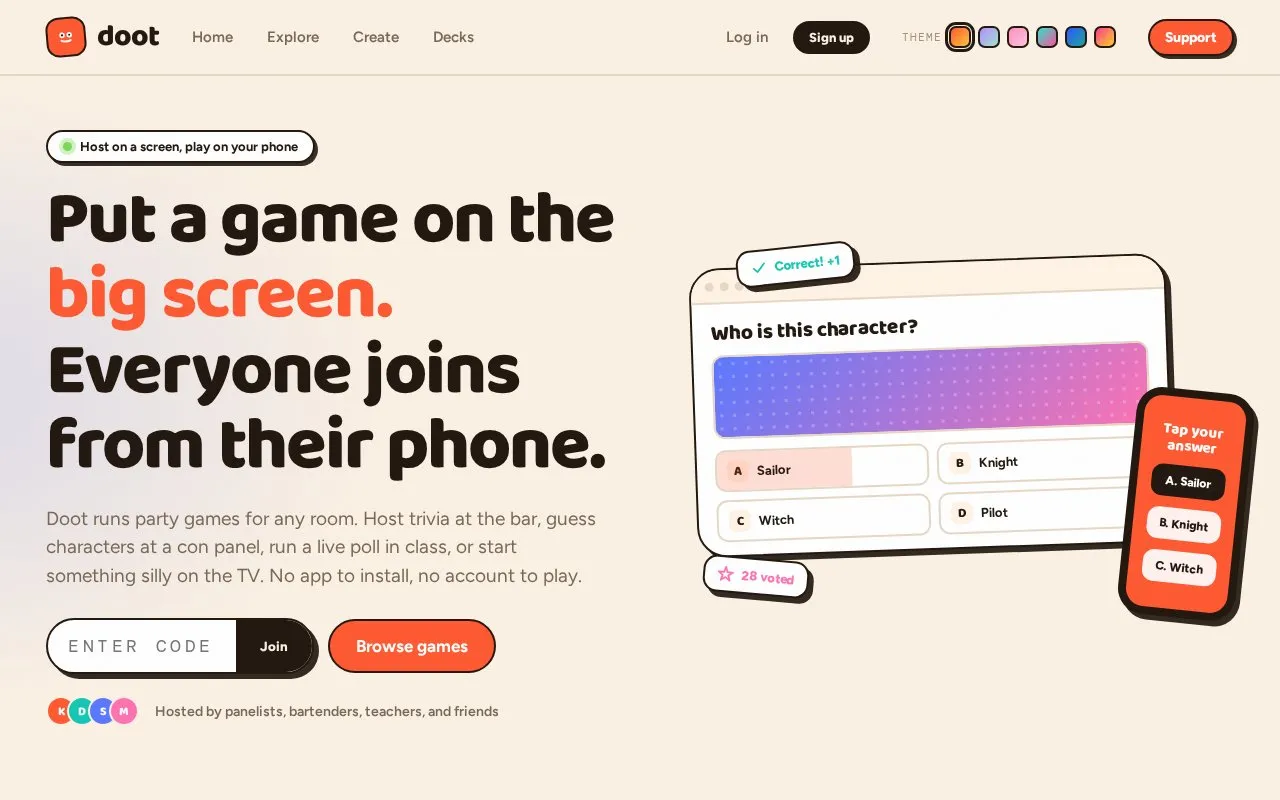 Doot homepage screenshot
