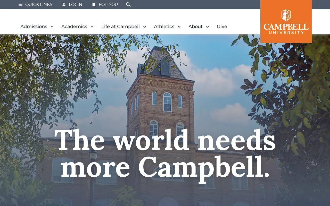 Campbell University homepage screenshot