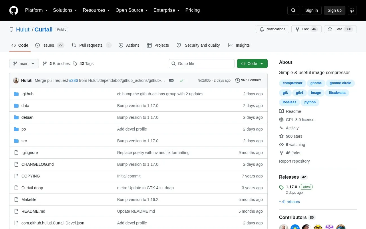 Curtail homepage screenshot