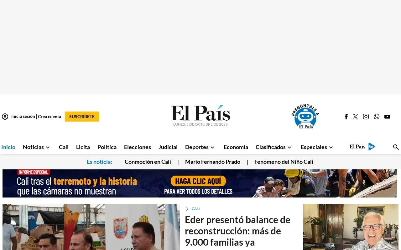 El País homepage screenshot