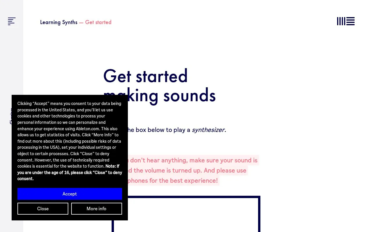 LearningSynths homepage screenshot