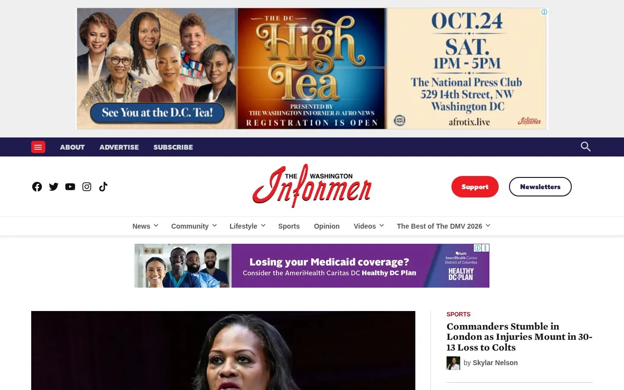 The Washington Informer homepage screenshot