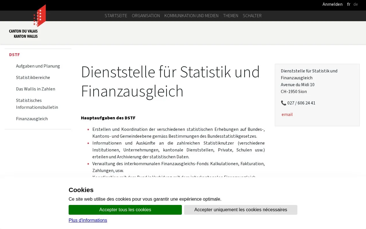 Datenkatalog Kanton Wallis homepage screenshot