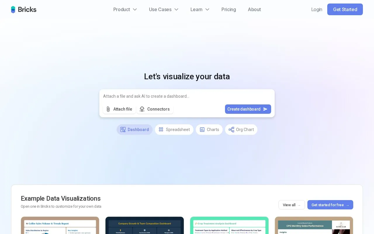 Bricks homepage screenshot