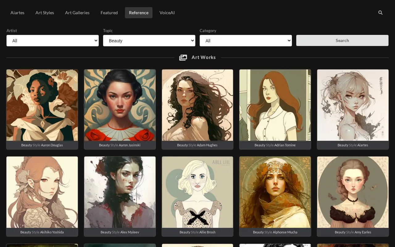 AI Art ES homepage screenshot