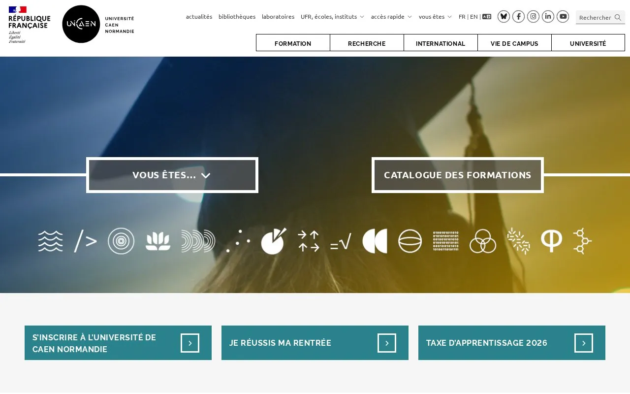 Universite de Caen Basse-Normandie homepage screenshot