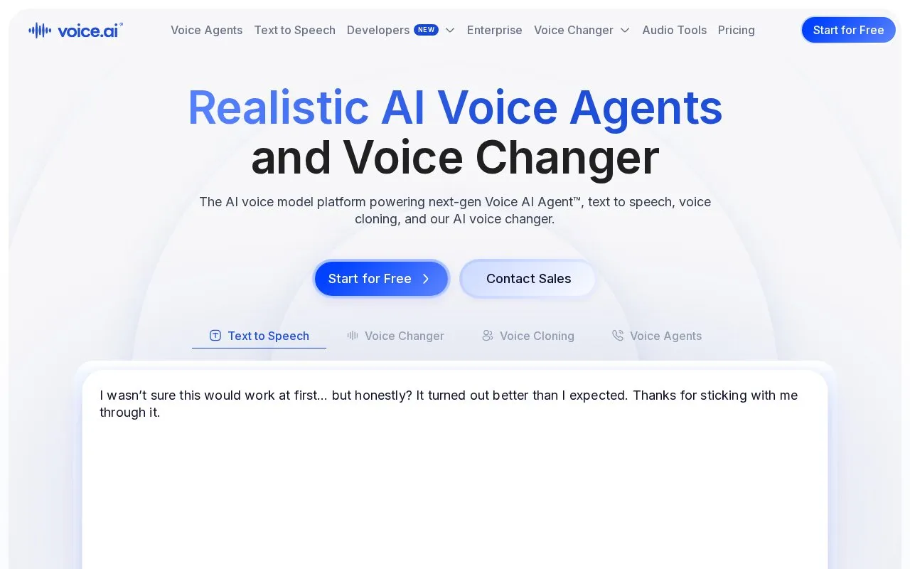 Voice.ai homepage screenshot