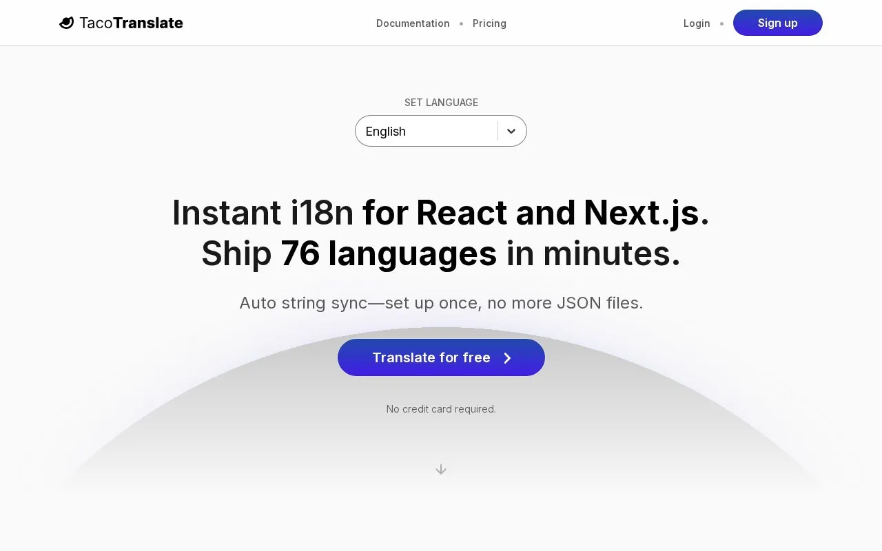 TacoTranslate homepage screenshot