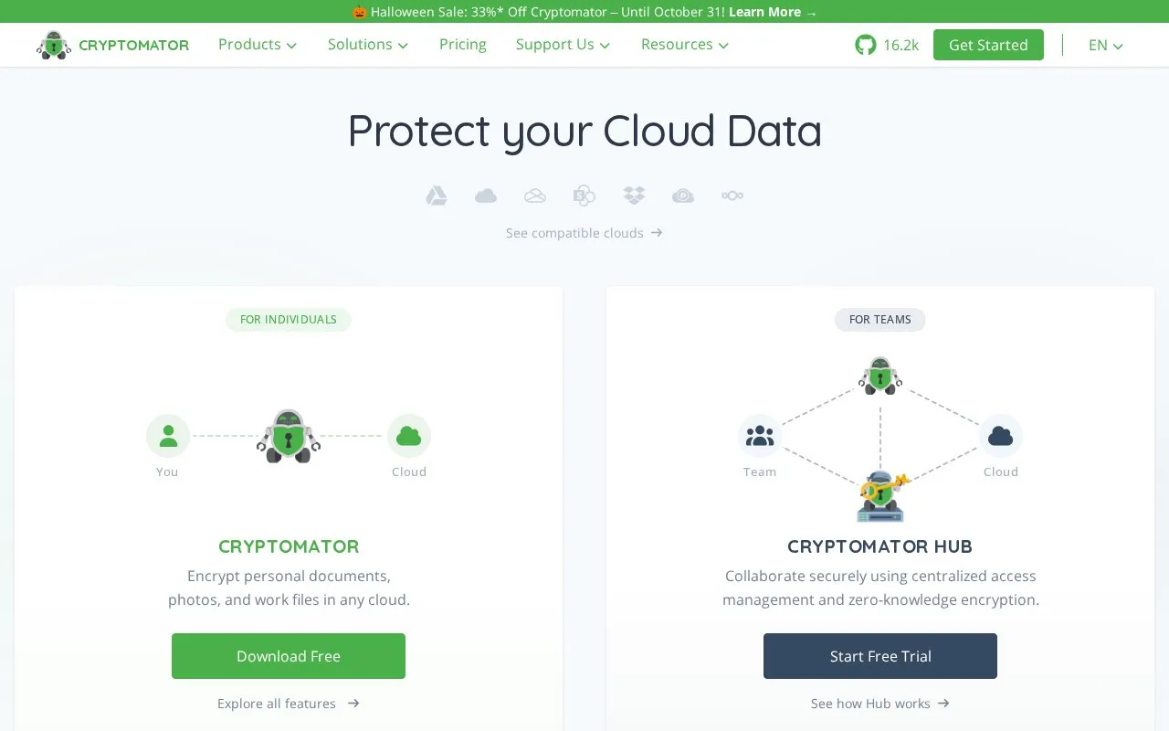 Cryptomator homepage screenshot