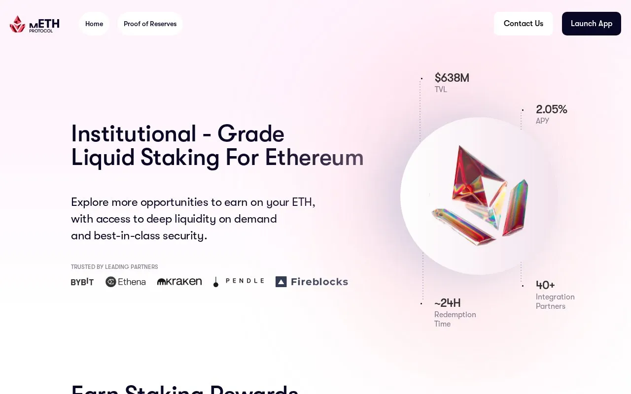 mETH Protocol homepage screenshot