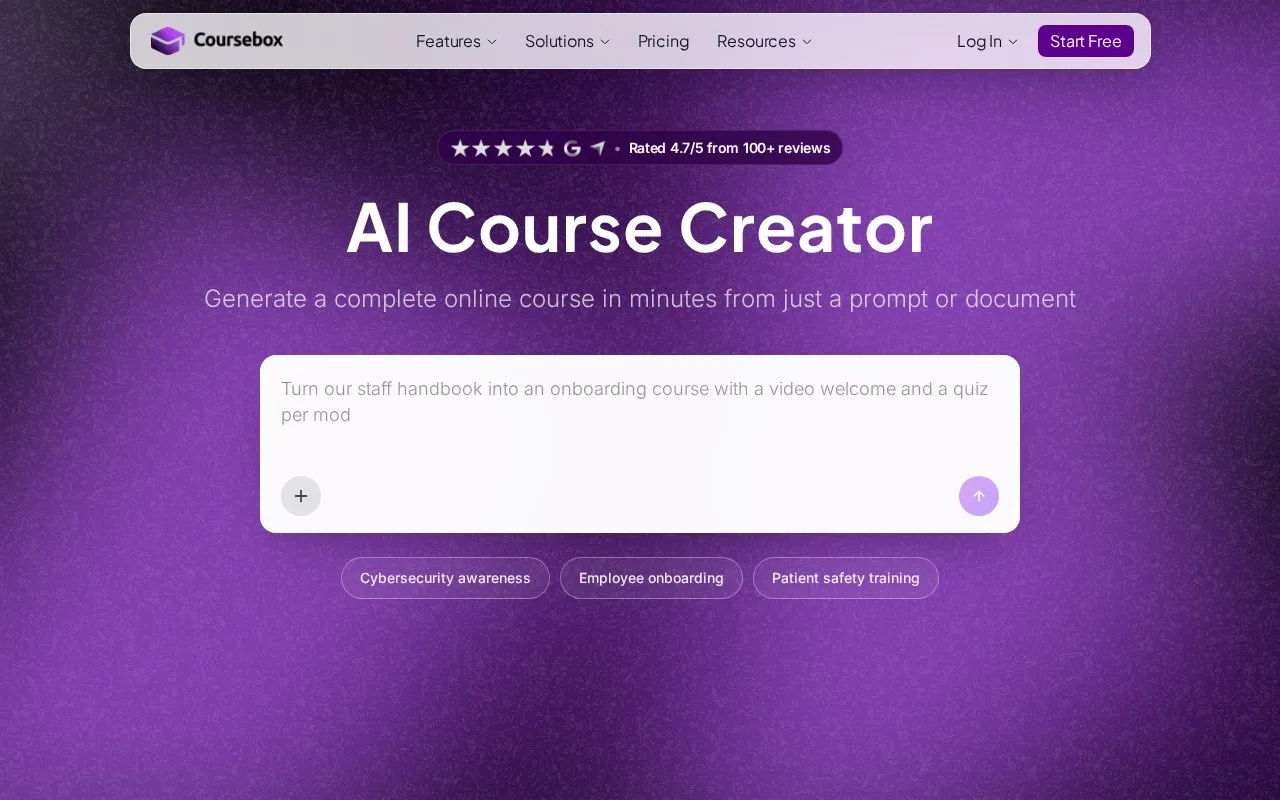 Coursebox homepage screenshot