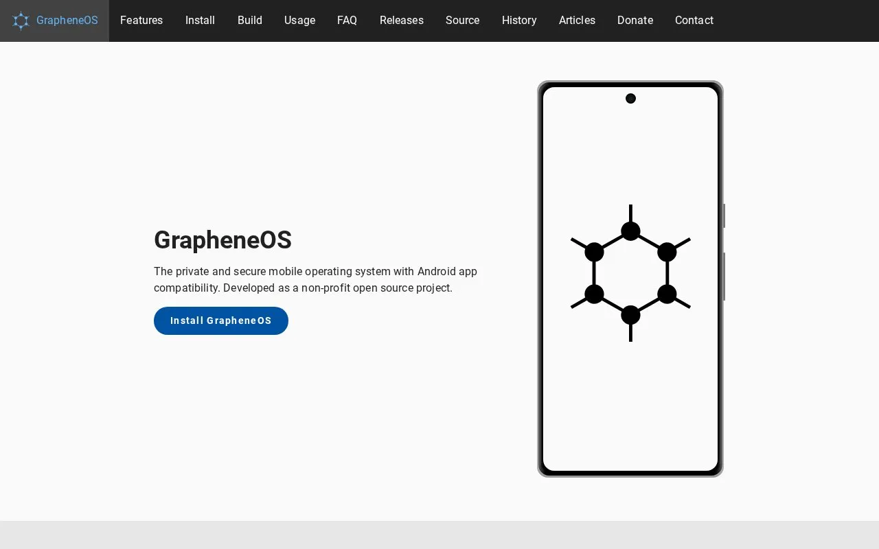 GrapheneOS homepage screenshot