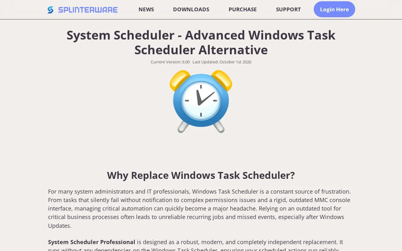 Scheduler homepage screenshot