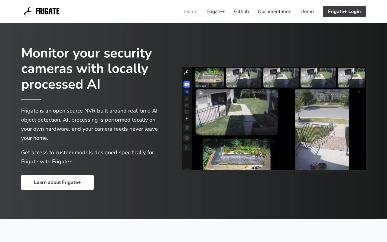 Frigate homepage screenshot