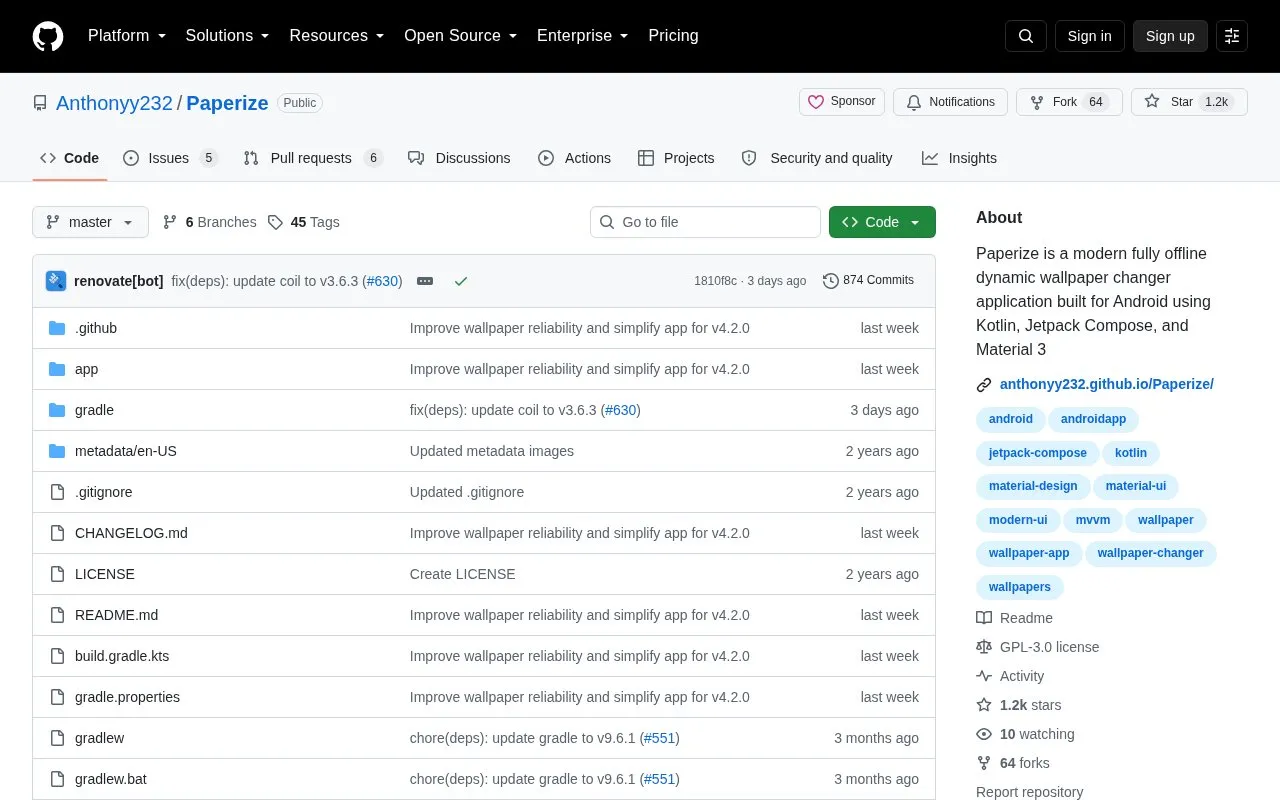 Paperize homepage screenshot