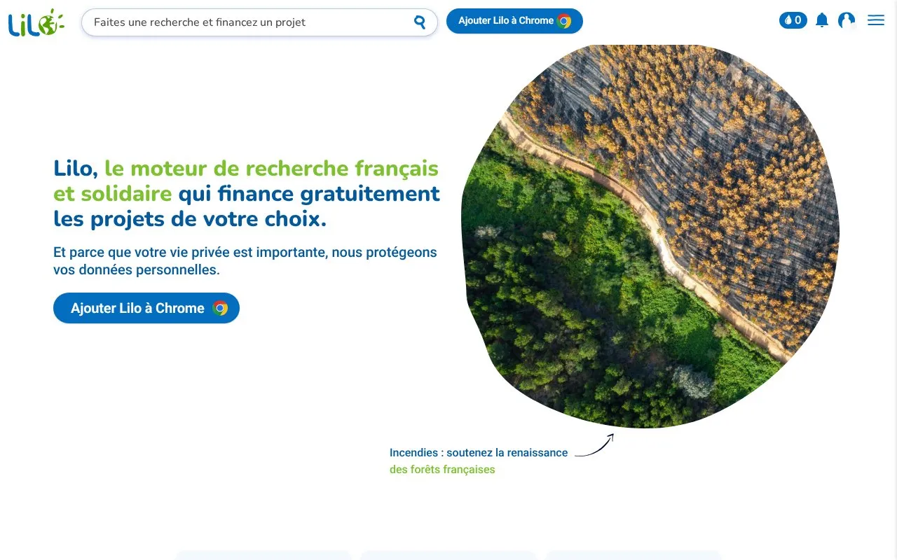 Lilo, homepage screenshot