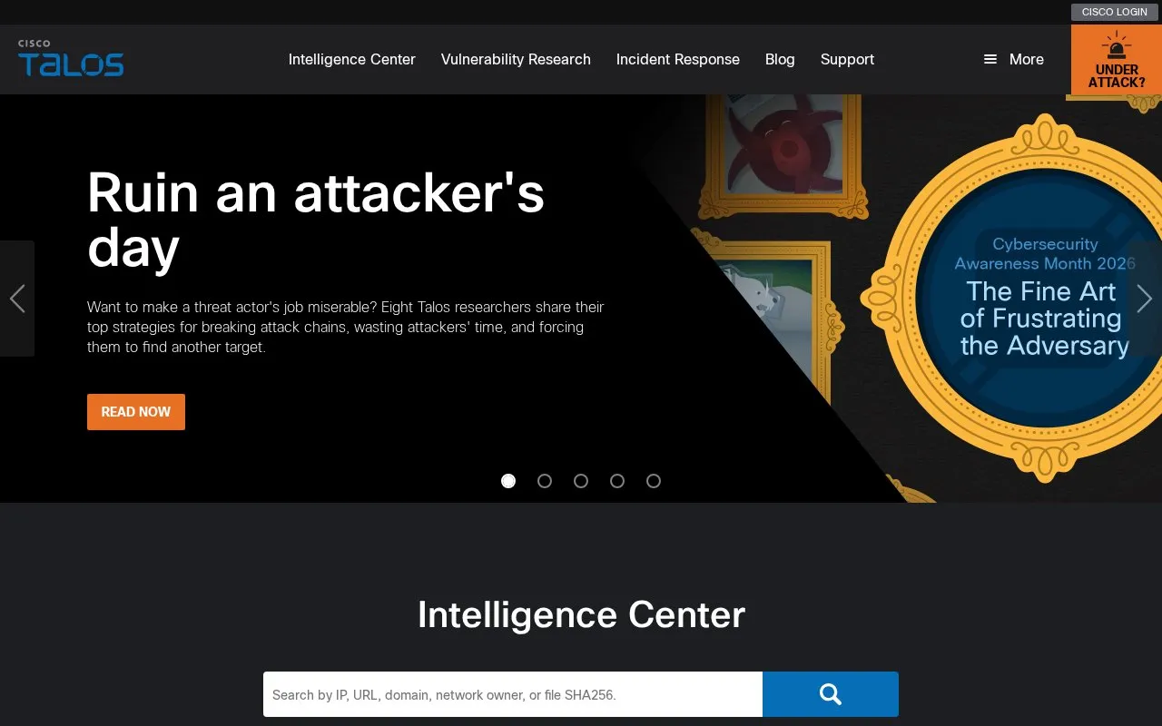 Cisco Talos Intelligence Group homepage screenshot