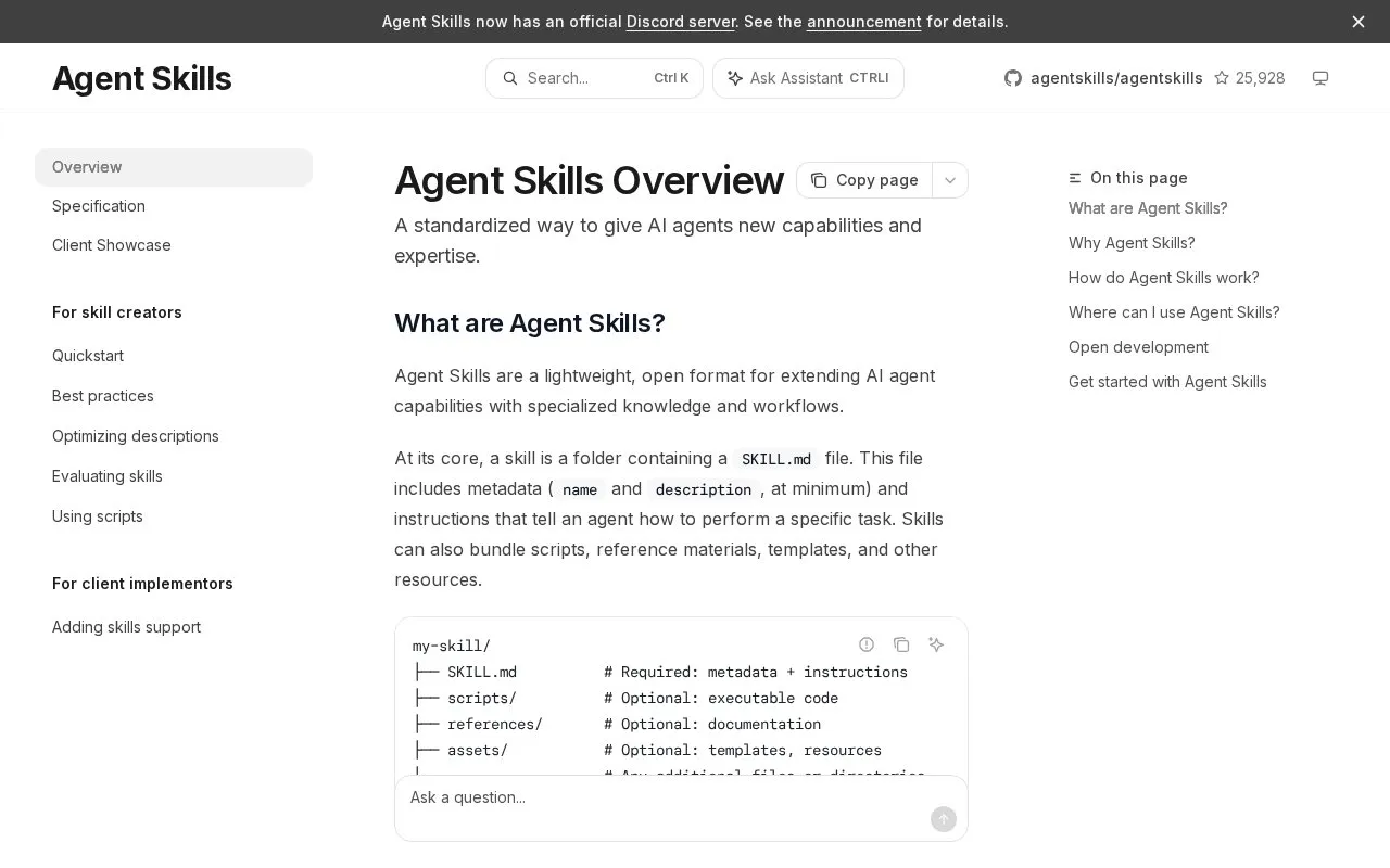 Agent Skills homepage screenshot