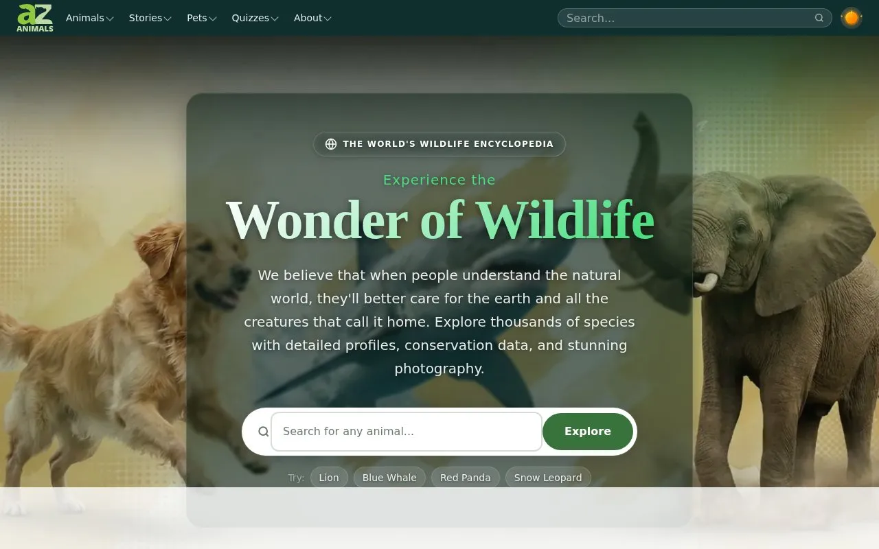 A-Z Animal homepage screenshot