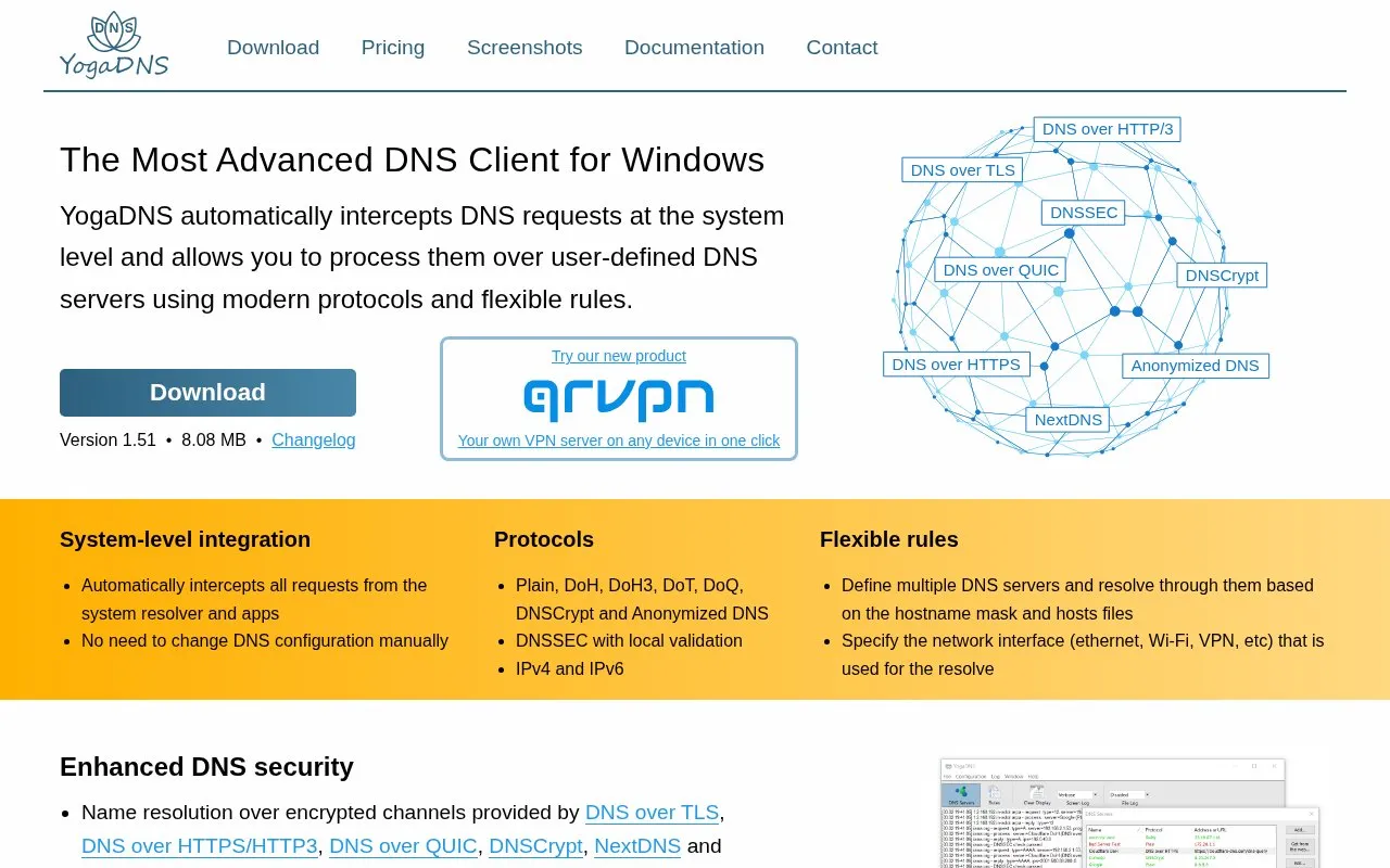 YogaDNS homepage screenshot