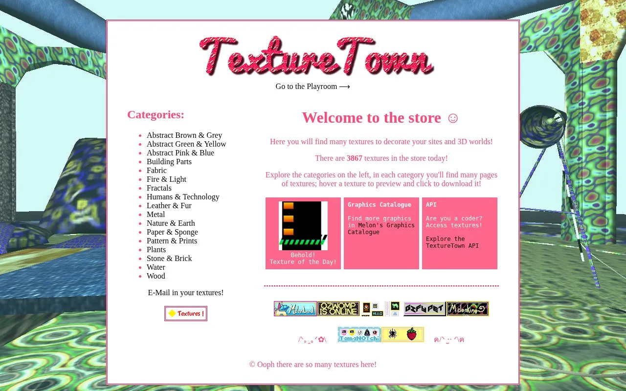 TextureTown homepage screenshot