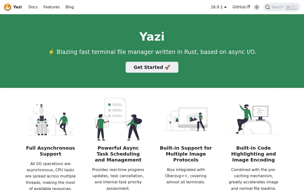 Yazi homepage screenshot
